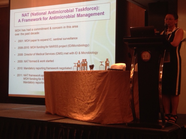 A/Prof. Lim Poh Lian detailing the Singapore MOH's efforts at infection control (the slides had to be pre-vetted and approved by MOH!).