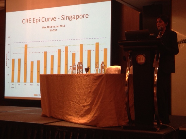 Dr. Indumathi describing the CRE epidemic in Singaporean hospitals.