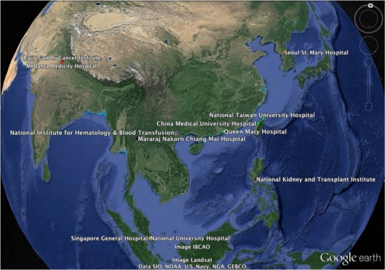 Regional hospitals participating in the MSD-sponsored invasive fungal disease study.