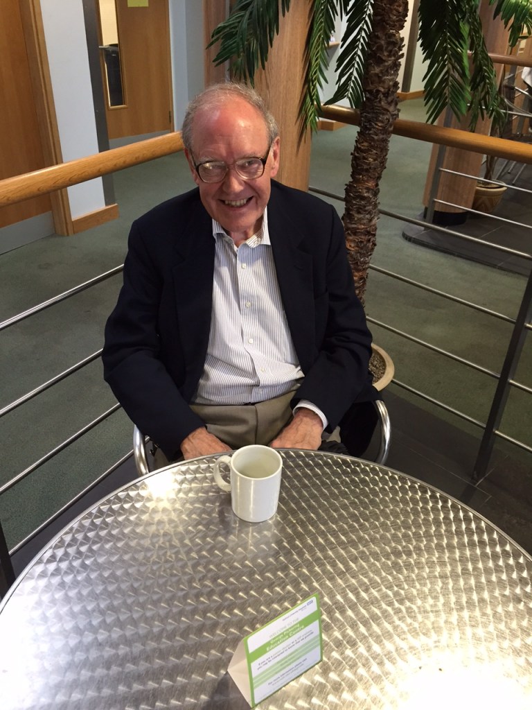 Professor David Warrell at the cafe in John Radcliffe Hospital.